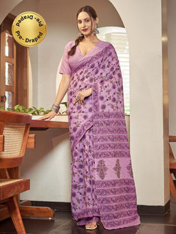 Modeva - Ready To Wear Saree with Unstitched Blouse Piece-Lavender