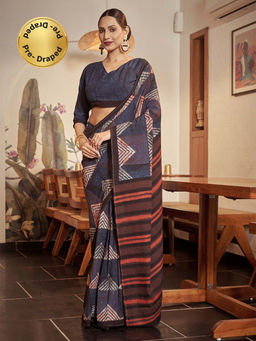 Modeva - Ready To Wear Saree with Unstitched Blouse Piece-Blue