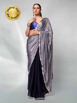 Modeva - Womens Lycra Mesmerize and Stunning Pre Draped Saree with Unstitched Blouse