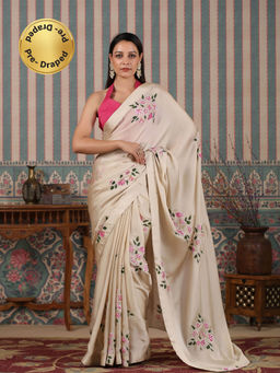 MOH - Madhurima Creamy Saree with Stitched