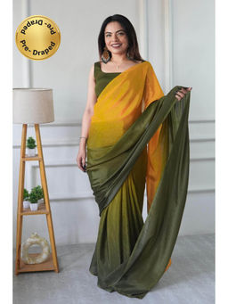 Mysilklove - Minion Multicolor Chinon Pre-Drape Saree with Unstitched Blouse