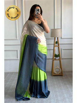 Mysilklove - Seashell Multicolor Chinon Pre-Drape Saree with Unstitched Blouse