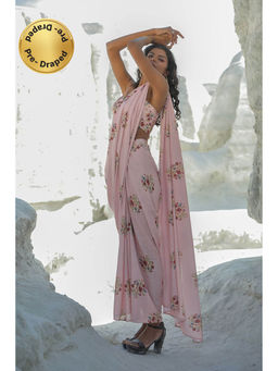 Pasha India - Carnation Pink Saree with Stitched Blouse