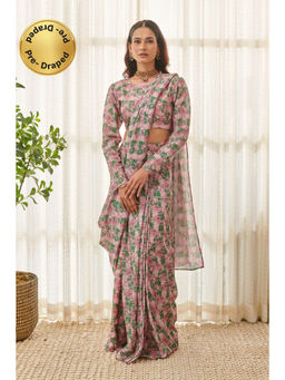 Pasha India - Kobi Pink Ready Saree with Stitched Blouse
