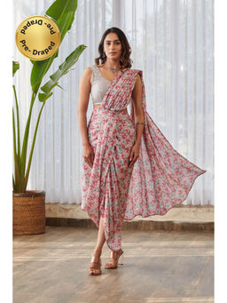 Pasha India - Pale Grey Lungi Saree Skirt with Stitched Blouse