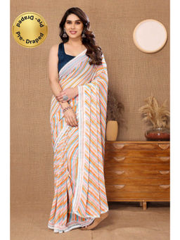 Pink Ethnic - Multi Color Stripes Georgette Ready To Wear Saree with Unstitched Blouse