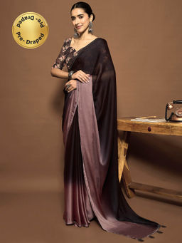 Sareemall - Women Chiffon Black Embellished Ready To Wear Saree with Unstitched Blouse