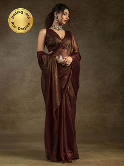 Sareemall - Women's Chiffon Purple Ready To Wear Saree with Unstitched Blouse