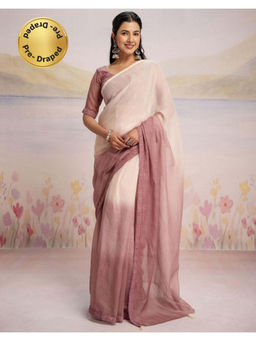 SATRANI - Pink Ombre Linen Ready To Wear Saree with Unstitched Blouse