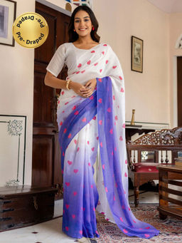SATRANI - Ombre Printed Linen Cotton Ready To Wear Saree with Unstitched Blouse