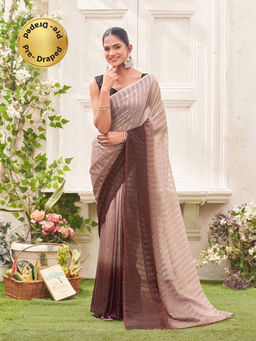 SATRANI - Mauve Ombre Chiffon Ready To Wear Saree with Unstitched Blouse