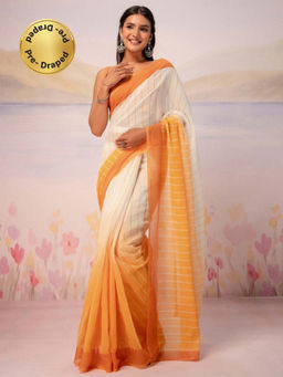 SATRANI - Ombre Printed Linen Ready To Wear Saree with Unstitched Blouse