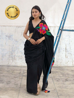 Save As - Black Bebo Embellished Pre Draped Saree without Blouse