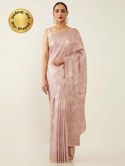 Soch - Purple Tissue Tussar Woven Design Saree with Unstitched Blouse
