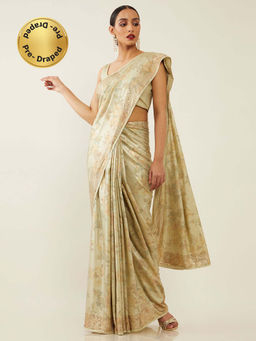 Soch - Green Tissue Tussar Woven Design Saree with Unstitched Blouse