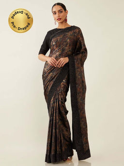 Soch - Multi Poly Georgette Woven Design Saree with Unstitched Blouse