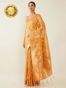 Soch - Peach Tissue Tussar Woven Design Saree with Unstitched Blouse