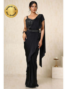 Soch - Womens Black Ready-To-Wear Saree with Sequined Stitched Blouse and Belt