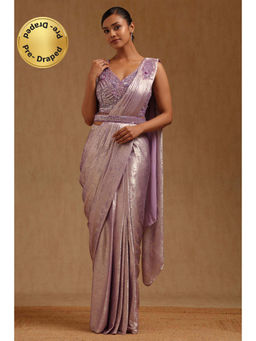 Soch - Lavender Poly Silk Ready To Wear Saree With Belt & Stitched Blouse