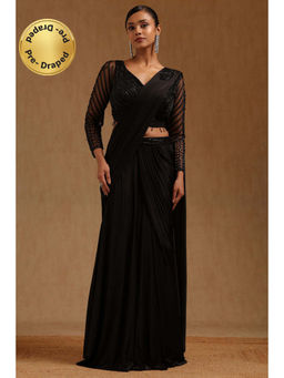 Soch - Black Spandex Ready To Wear Saree With Stitched Blouse