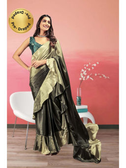 Suha - Green Colour Elegant Satin with Ombre Pattern Saree with Unstitched Blouse