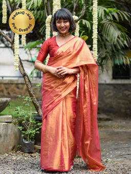 Suta - Red Color Zari Ready To Wear Saree.