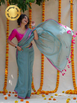 Suta - Pink Pre Stitched Readymade Mul Cotton Saree with Pockets and Tassels
