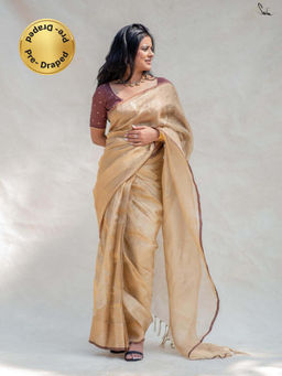 Suta - Gold Golden Zari Pre-Draped Saree with Pockets