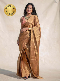 Suta - Gold Chanderi Cotton Silk Pre-Draped Saree