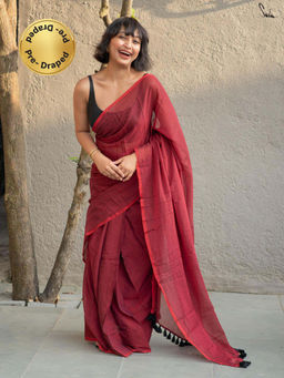 Suta - Maroon Mul Ready To Wear Saree