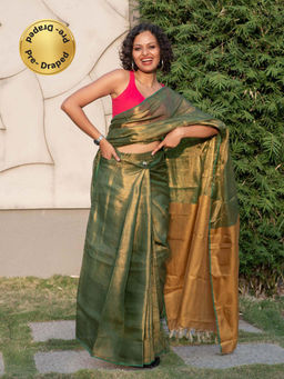 Suta - Green Linen Ready To Wear Saree
