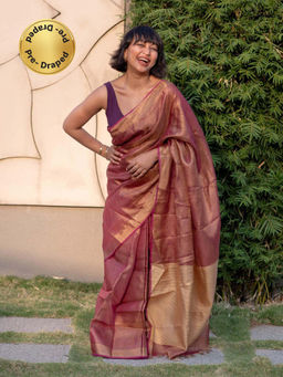 Suta - Pink Linen Zari Saree