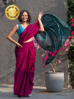 Suta - Pink Cotton Ready To Wear Saree