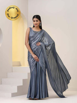 Swtantra - Show Steel Grey Knit Dress Saree