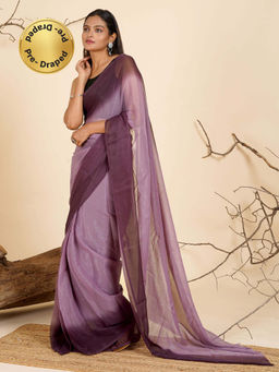 Teejh - Opulent Ombre Pre-Draped Saree with Unstitched Blouse