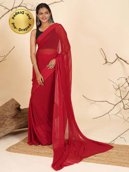 Teejh - Ruby Rose Pre-Draped Saree with Unstitched Blouse