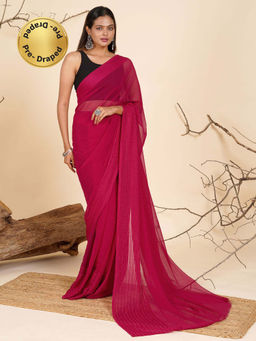 Teejh - Fuchsia Fantasy Pre-Draped Saree with Unstitched Blouse