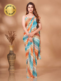 Tikhi Imli - Ready To Wear Multicolour Leheriya Georgette Saree with Unstitched Blouse