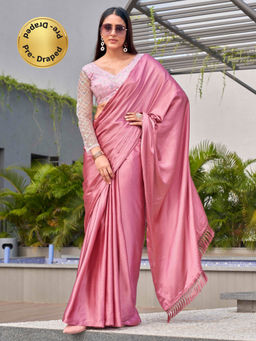 Tikhi Imli - Ready To Wear Pin Satin Saree with Sequence Embroidered Unstitched Blouse