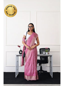 Tikhi Imli - Ready To Wear Pink Printed Saree with Unstitched Blouse