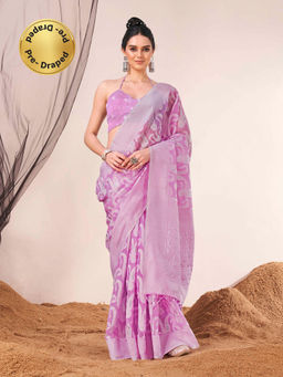 Tikhi Imli - Ready To Wear Lavender Woven Saree with Unstitched Blouse