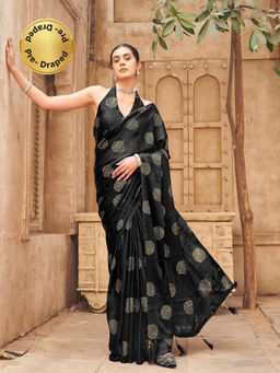 Tikhi Imli - Black Designer Ready To Wear Saree With Unstitched Blouse