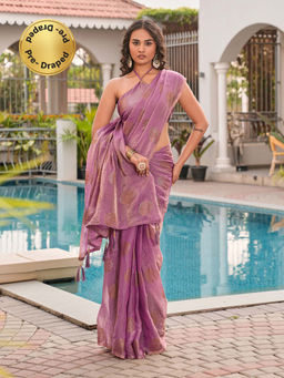 Tikhi Imli - Lavender Printed Saree with Unstitched Blouse