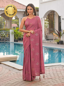 Tikhi Imli - Pink Printed Saree with Unstitched Blouse