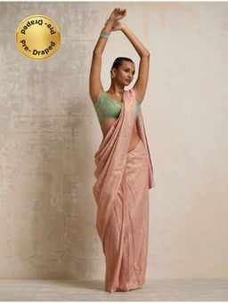 trueBrowns - Pink Gold Metallic Ready To Wear Saree Without Blouse