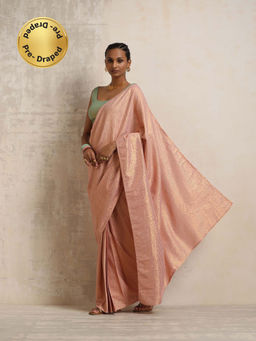 trueBrowns - Pink Lurex Ready To Wear Saree