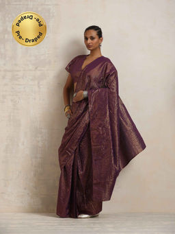 trueBrowns - Purple Lurex Ready To Wear Saree