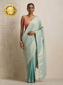 trueBrowns - Blue Lurex Ready To Wear Saree
