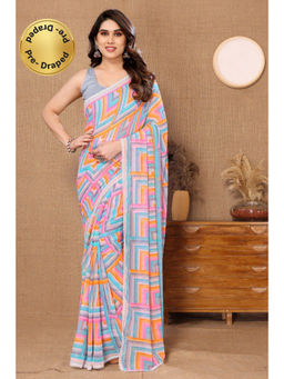 VAIRAGEE - Multi-Color Soft Georgette Printed Saree with Unstitched Blouse