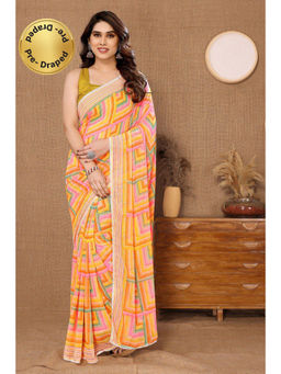 VAIRAGEE - Multi-Color Soft Georgette Printed Saree with Unstitched Blouse